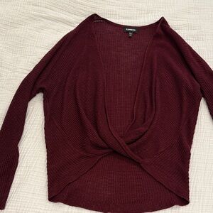 Express Women's Deep Burgundy open front Sweater